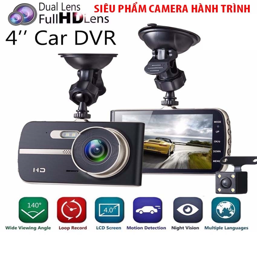 Camera hành trình xe hơi (xe ô tô) X003 Full HD 1080P - ( Màn hình 4 inch – Ghi hình Trước và sau)