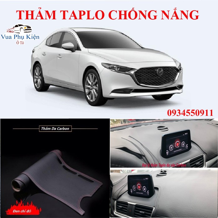 Thảm phủ taplo Mazda 3 đời 2015-2019 da PU vân cacbon siêu đẹp