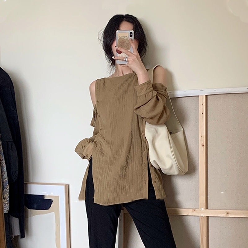 Áo Sơ Mi Trễ Vai Phong Cách Pháp Cổ Điển Thời Trang Mùa Hè Dành Cho Nữ