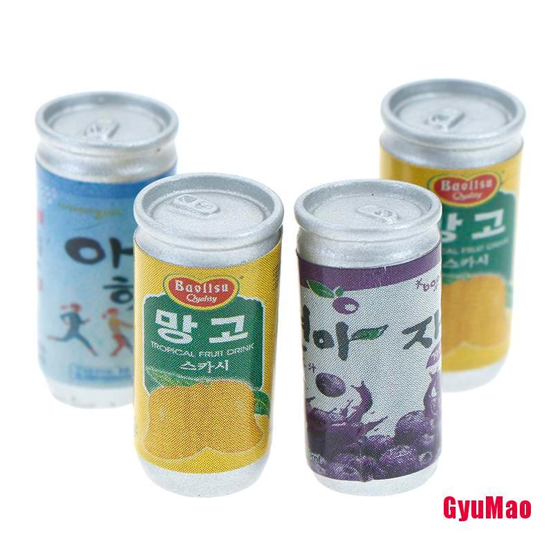 Bộ 4 Lon Nước Mini Tỉ Lệ 1:12 Trang Trí Nhà Búp Bê