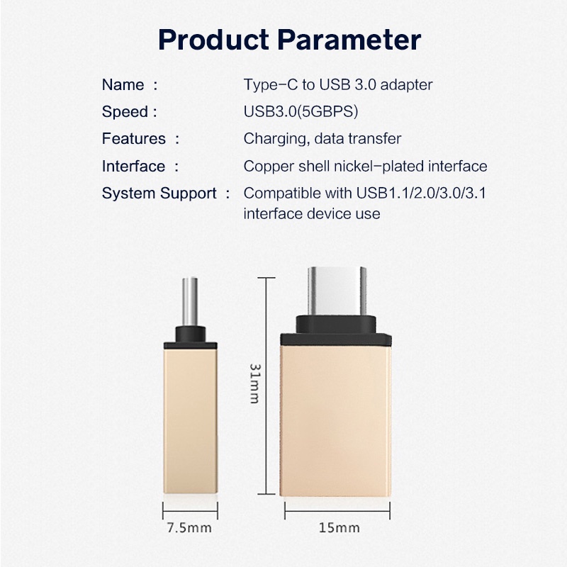 Đầu chuyển đổi FONKEN từ USB 3.0 sang USB-C thích hợp cho Macbookpro Android