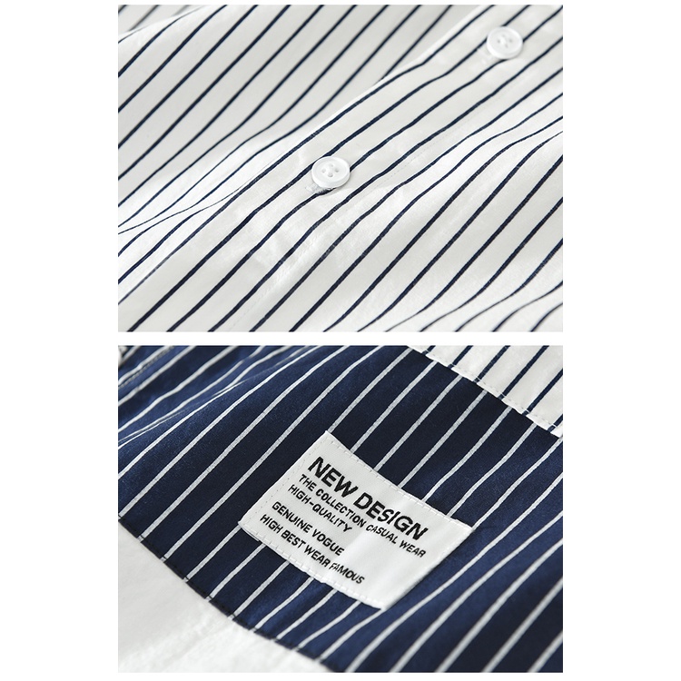 Áo Sơ Mi Nam Dài Tay Dáng Rộng Họa Tiết Kẻ Sọc Nhiều Màu Phong Cách Nhật Bản