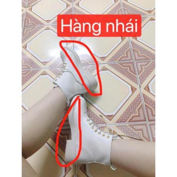 Hàng Có Sẵn Giày bốt da mềm nữ ulzzang cao cổ 2 màu đen và be gót vuông