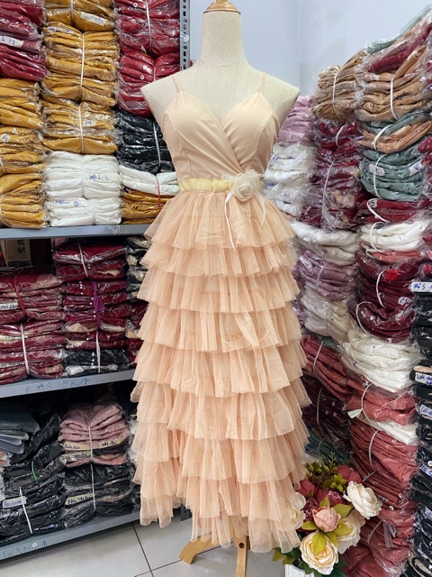 Đầm dự tiệc 2 dây tầng lưới siêu xinh ảnh thật | BigBuy360 - bigbuy360.vn