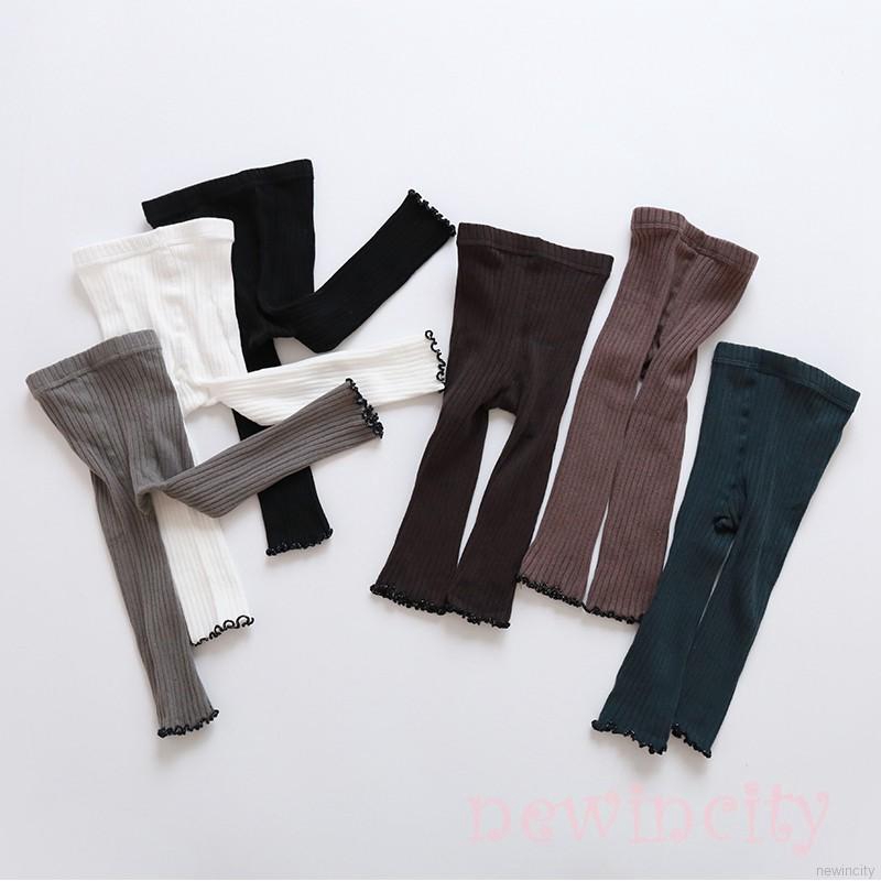 Quần legging dài phối viền ren phong cách Hàn Quốc thời trang xinh xắn cho bé gái