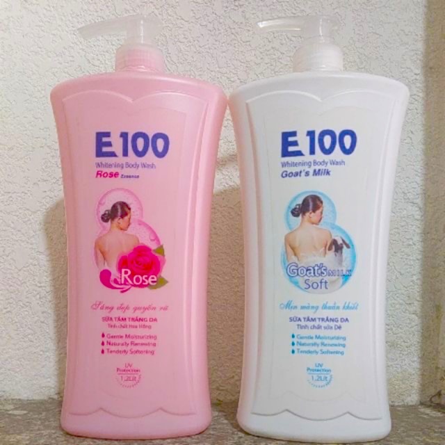 Sữa tắm E100 tinh chất hoa hồng whitening Body Wash 800ml