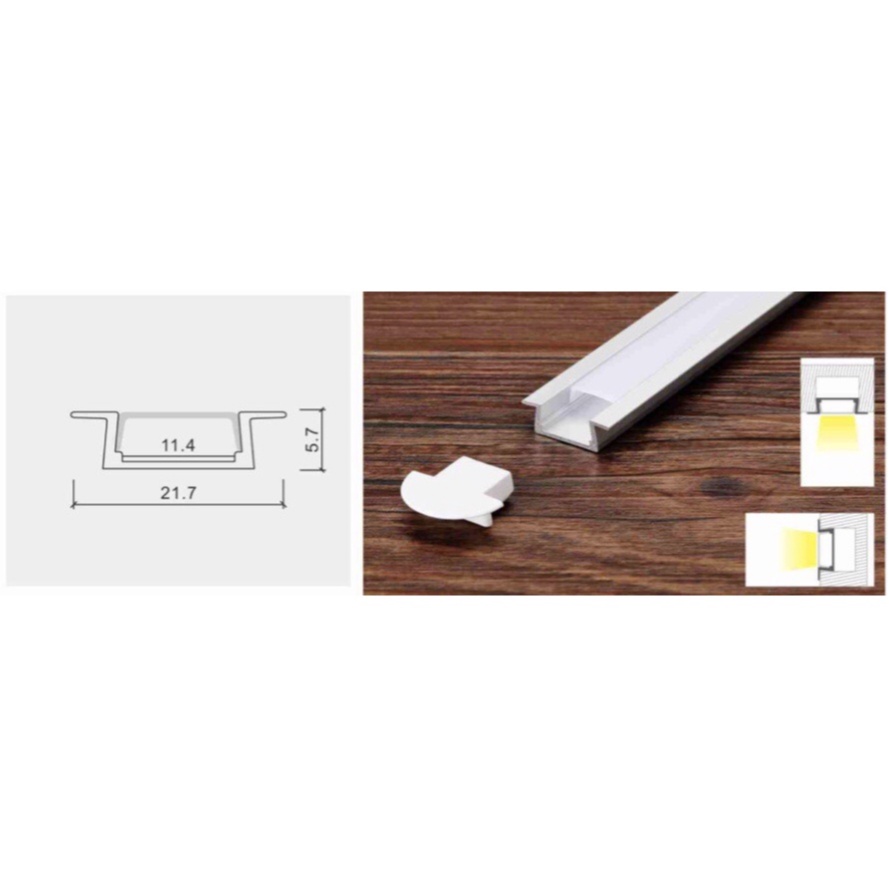 Đèn Led Tủ Rượu Tủ Trưng Bày Dùng Thanh Nhôm UT25-7 Lắp Âm Đã Có Đèn LED 10W/m 12V Kết Hợp Nguồn 12V  Bảo Hành 12 Tháng