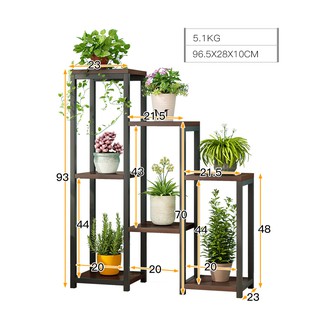 kệ để cây cảnh 7 tầng khung thép mặt gỗ 65x23x90cm