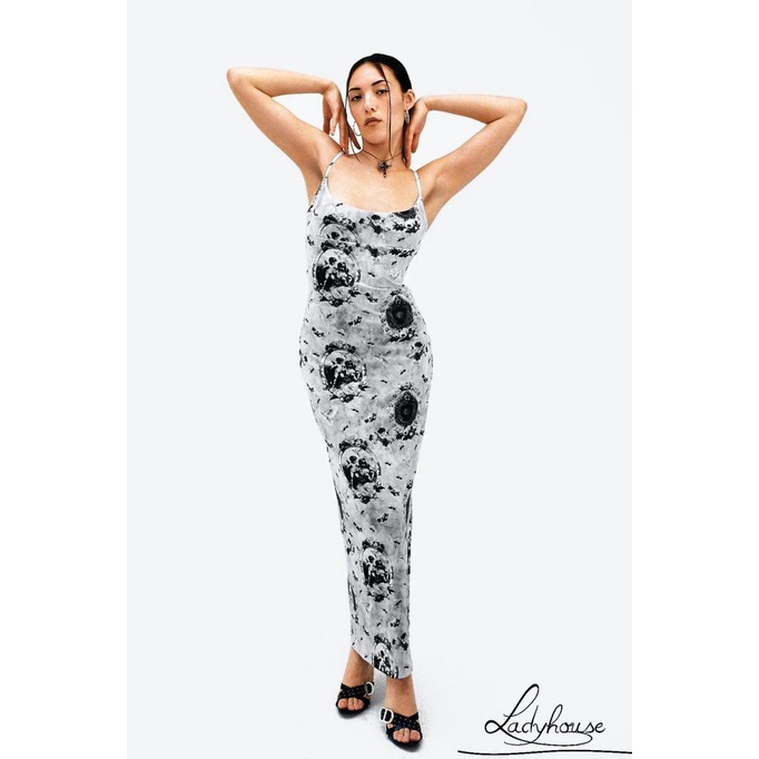 Đầm Hai Dây Ôm Dáng Xẻ Tà In Họa Tiết Thiên Thần Dành Cho Nữ Đi Tiệc Bãi Biển