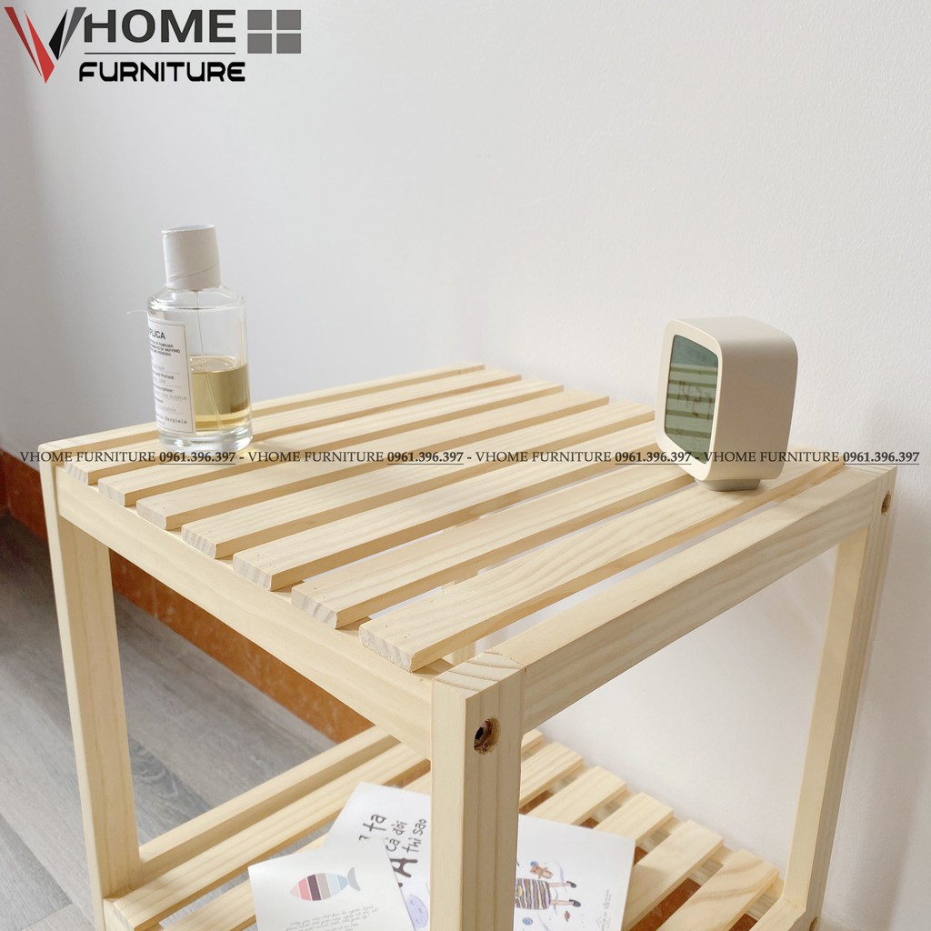 Kệ Đầu Giường Gỗ Thông VHOME Furniture Mặt Nan Gỗ 35cm x 35cm x 50cm Nội Thất Lắp Ráp | BigBuy360 - bigbuy360.vn