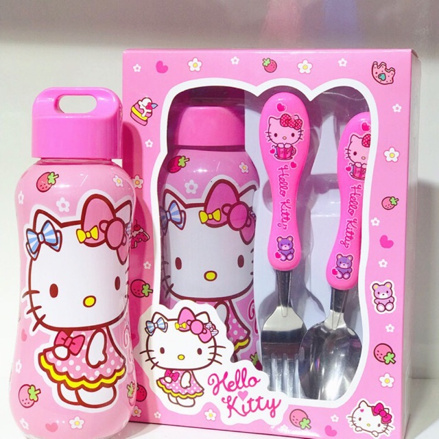 Bộ bình nước thìa dĩa Elsa, Kitty, Nhện