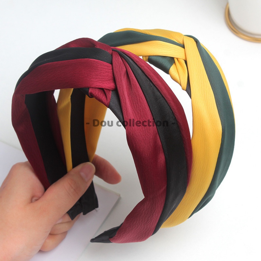 [NowShip2h] Cài tóc bờm tóc băng đô nữ đẹp vải phối hai màu sang trọng gọng nhựa phong cách Hàn Quốc nhiều màu -Mã CT015
