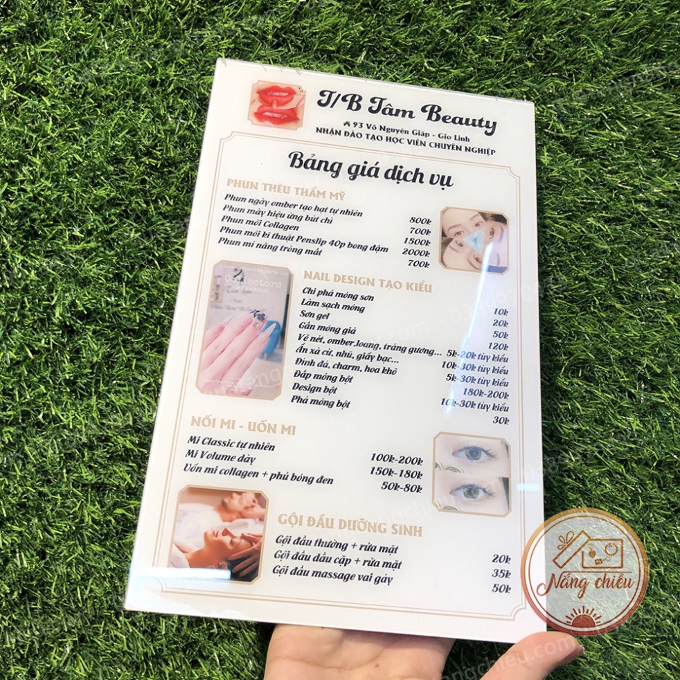 Menu / Bảng giá dịch vụ cho Spa Beauty - Thiết kế thông tin theo yêu cầu Giấy in cao cấp