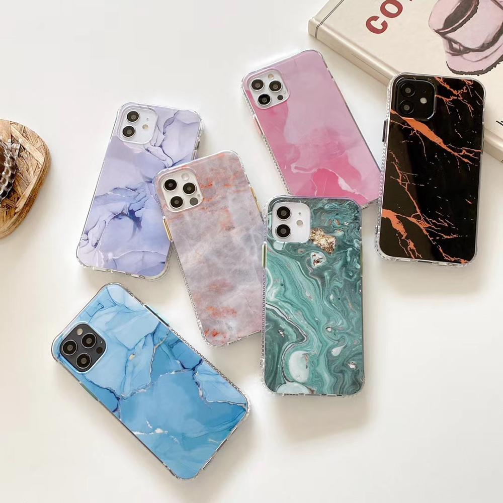 Ốp Điện Thoại Kính Cường Lực Họa Tiết Đá Hoa Cương Sang Trọng Cho iPhone 11 12 Pro Max XS Max XR X 7 8 Plus SE2 2020