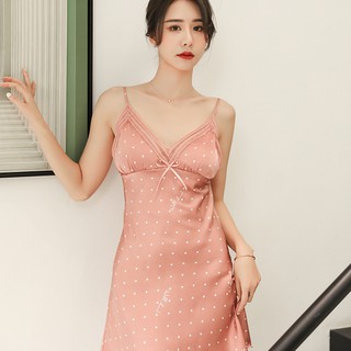 Váy Ngủ Lụa ,Đầm Ngủ Lụa Cao Cấp ( Chấm Bi)
