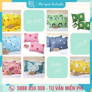ĐÔI VỎ GỐI NẰM COTTON 3D 45*65CM RU DECOR - BAO GỐI NẰM ĐẸP THOÁNG MÁT