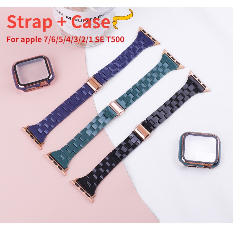 Dây đeo 2 trong 1 + vỏ bảo vệ cho đồng hồ thông minh Apple Watch Series 1/2/3/4/5/6/7/SE T500 iWatch Series 38mm 40mm 41mm 42mm 44mm 45mm