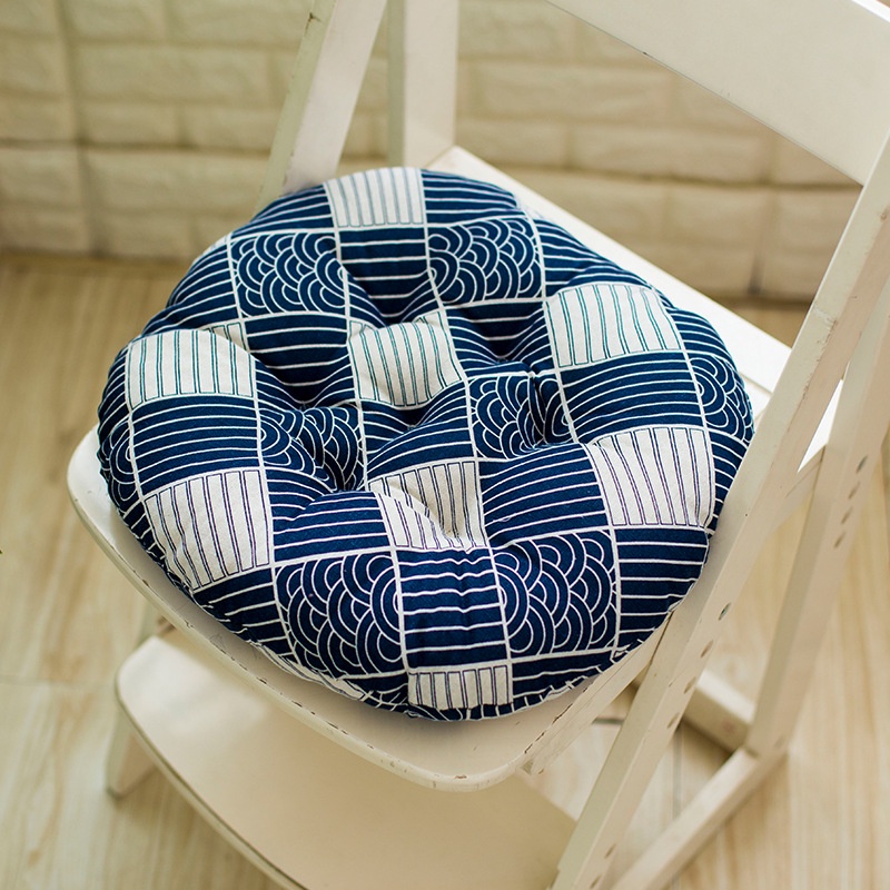 Đệm Ngồi Hình Tròn Bằng Cotton Lanh Dày Dặn Mềm Mại Thoáng Khí Cho Học Sinh / Văn Phòng
