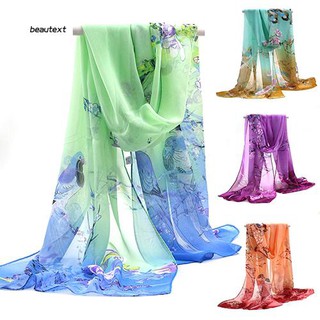 Khăn choàng cổ vải voan trang trí họa tiết hoa cách điệu thanh lịch cho nữ