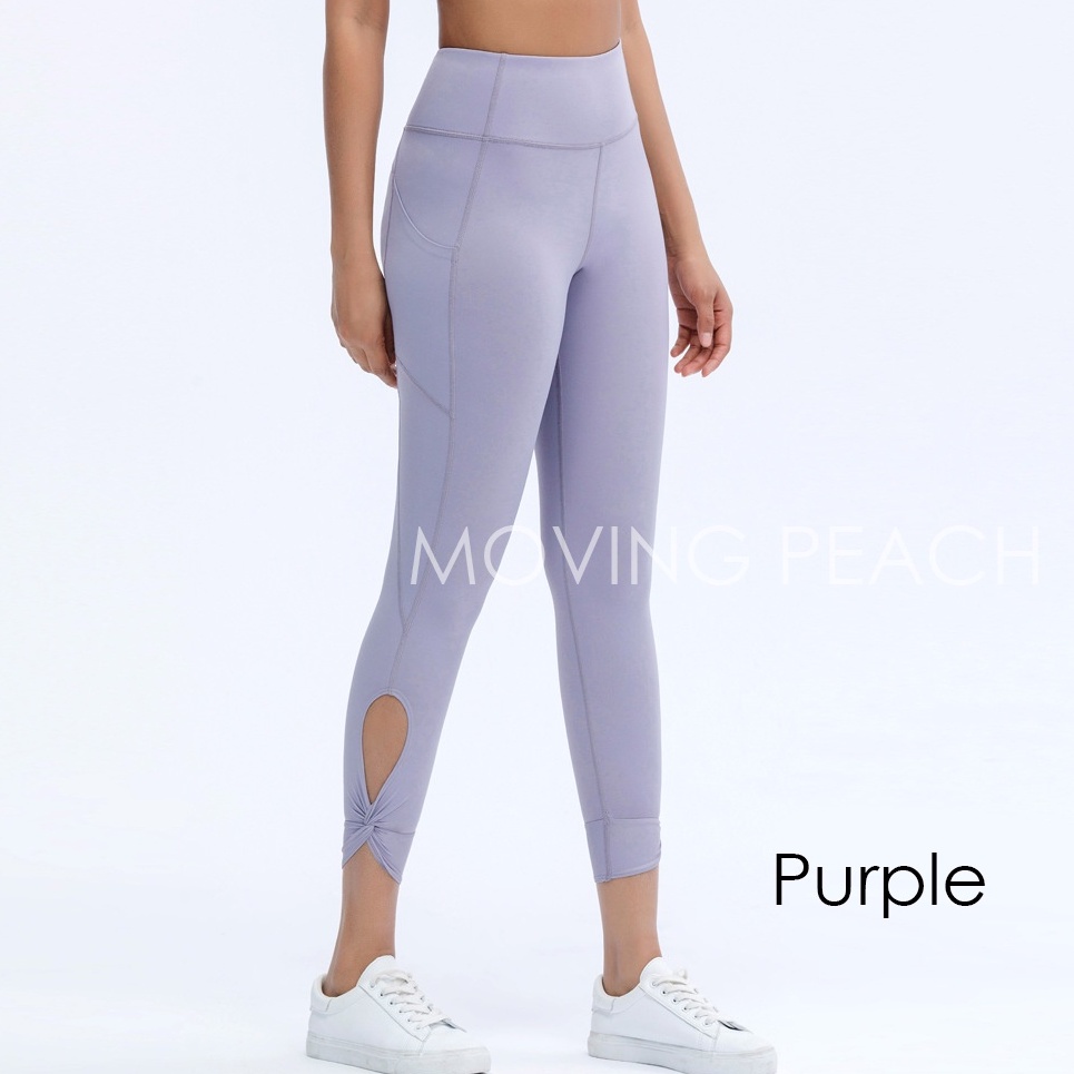 Quần dài tập yoga MOVING PEACH thoải mái thân thiện với môi trường thiết kế có túi tiện lợi