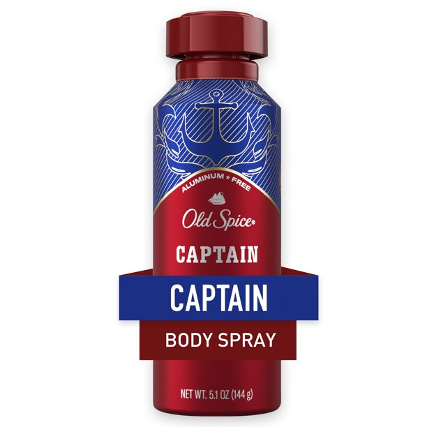 Xịt Khử Mùi Old Spice Captain Aluminum Free Body Spray Fresh Scent Of Water, Citrus & Subtle Green Notes 144Gr