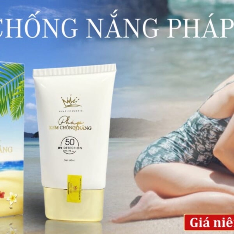 Kem chống nắng pháp Cosmetisc 60mk tặng kèm ủ trắng