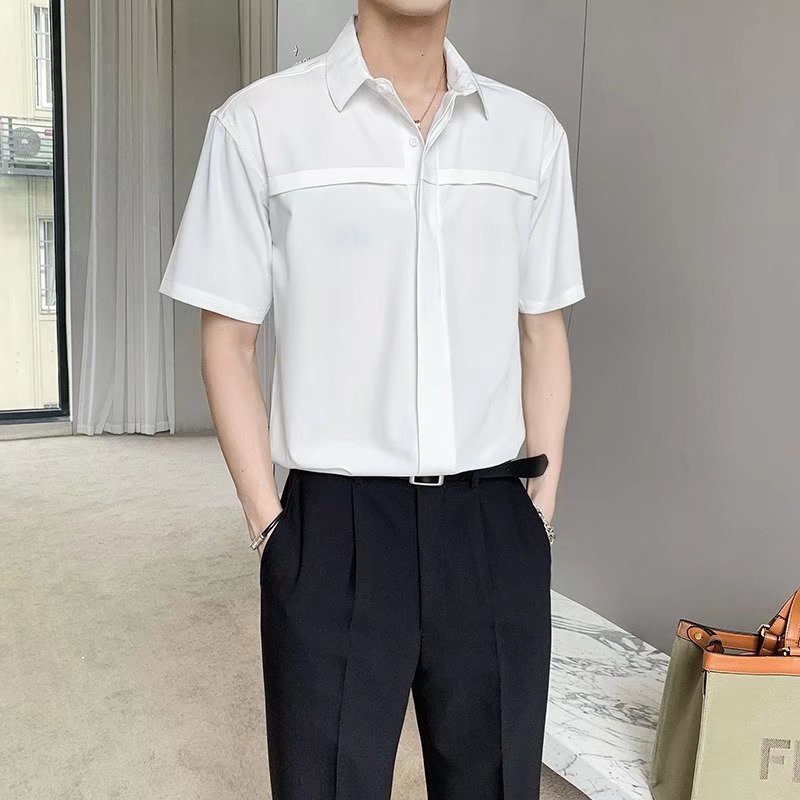 Áo sơ mi nam ngắn tay phong cách thời trang hàn quốc vãi mịn không nhăn AUTOMAN A18