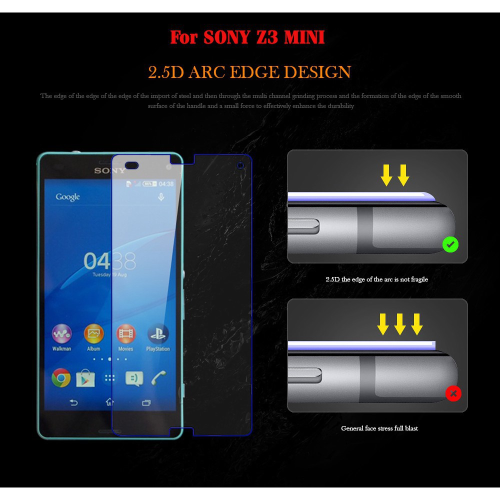 2 kính cường lực bảo vệ màn hình cho Sony Z3 Mini Z3 E3(E2) Z4 E4 C4 M4 E4G C5 M5