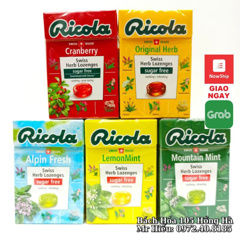 [T9/2023] Kẹo ngậm Ricola hộp giấy 40g đủ vị