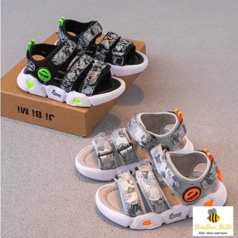 Sandal thể thao cho bé trai 2-7 tuổi mã 350, dép quai hậu siêu nhẹ quai ngang đế êm chống trượt cho bé, sz 21-30