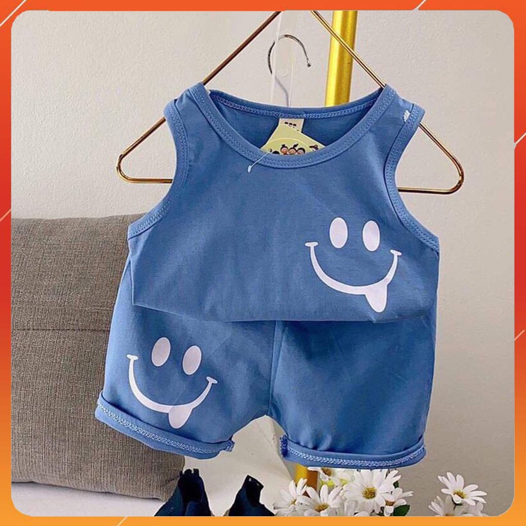 Bộ Ba Lỗ Cho Bé Trai Bé Gái Binbon kids, Bộ Sát Nách cho bé in hình mặt cười cực xinh cho bé từ 6-19Kg