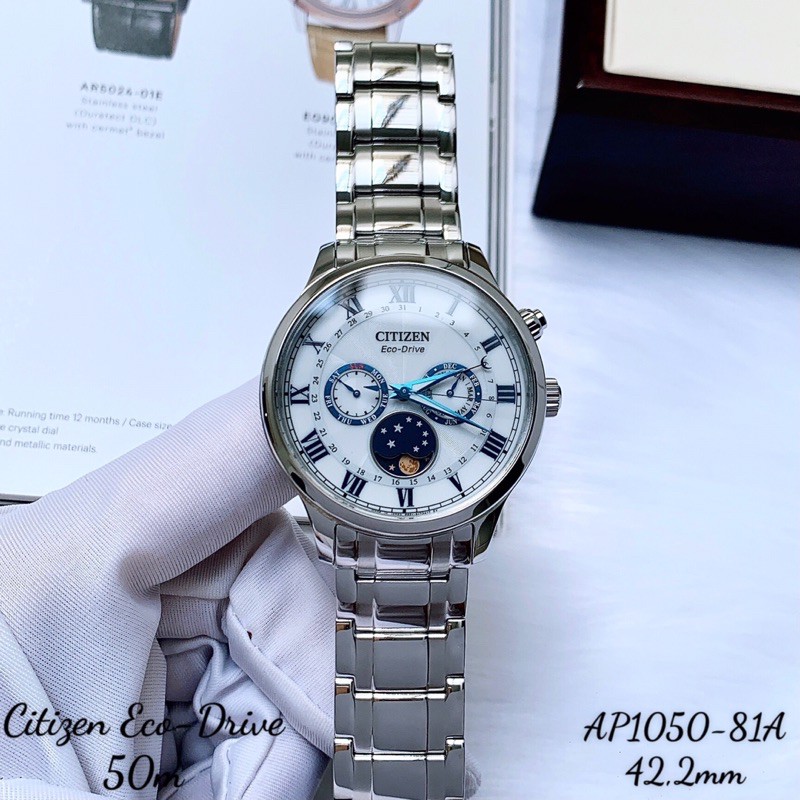 Đồng hồ nam Citizen AP1054-80A Eco-Drive Mặt tròn size 42mm Dây thép Kính Sapphire