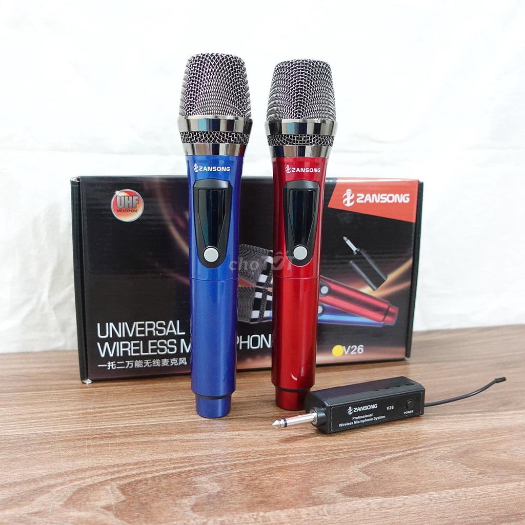 Mic Không Dây Cao Cấp ZANSONG V26. Có Thể Kết Nối Loa Kéo,Âm Ly,Mic Thu Âm. Tặng Kèm Pin Gắn Mic. Bảo Hành 12 Tháng