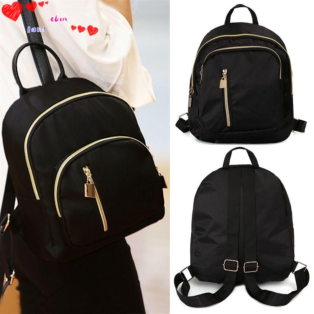 Ba Lô Du Lịch Mini Vải Oxford Màu Đen Đa Năng Thời Trang Cho Nữ