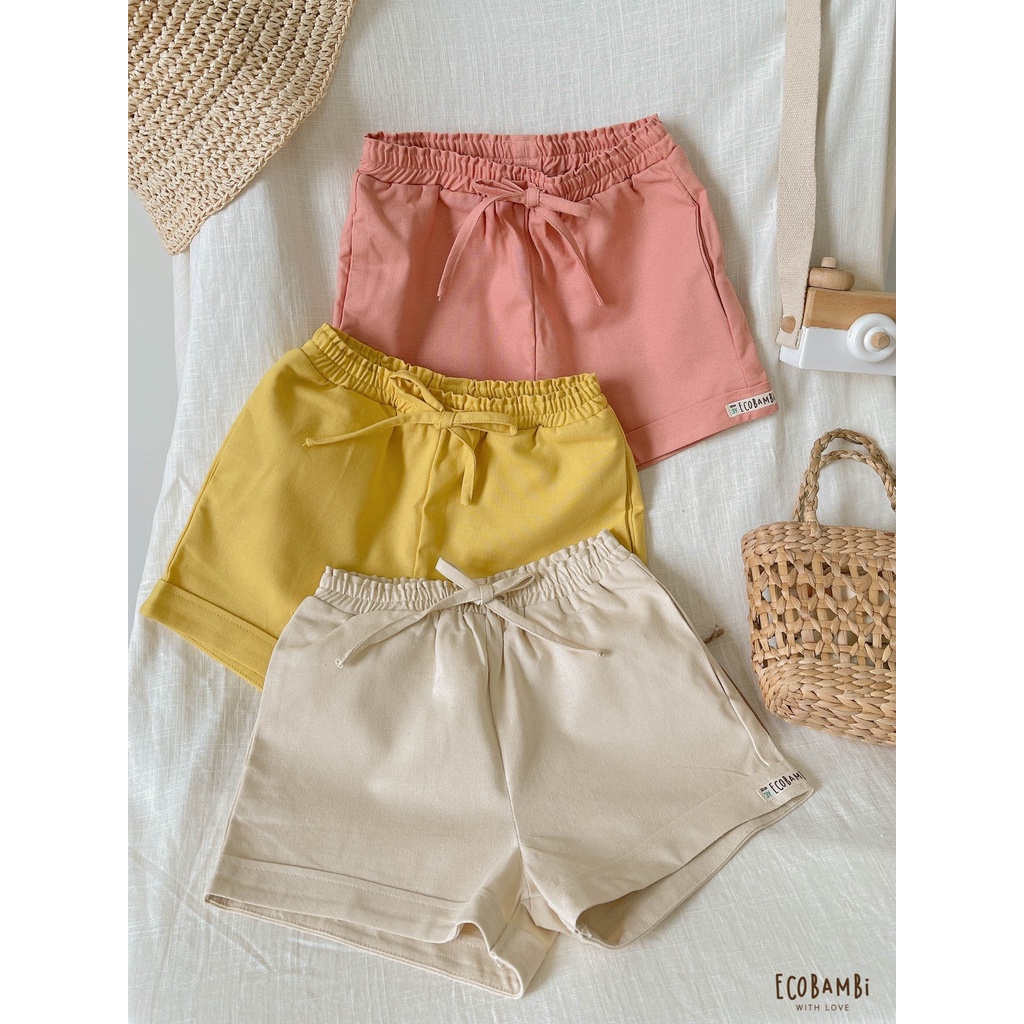 Combo tiện lợi kết hợp Quần short linen bé gái ECOBAMBI