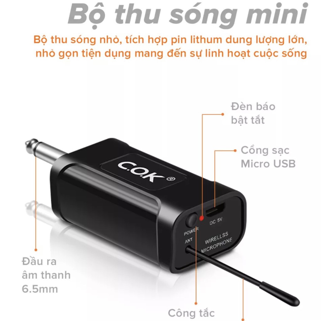 Micro Không Dây COK ST-123 (2 mic) - CHÍNH HÃNG - BH 12 tháng - Mích Chuyên Dành Cho Mọi Loa Kéo Và Âm Ly - Lỗi Đổi Mới