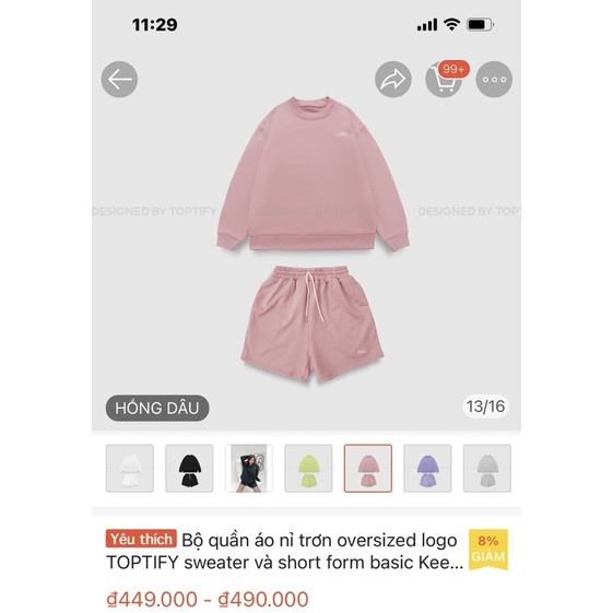 Áo nỉ tiffy local brand vải dày dặn màu hồng