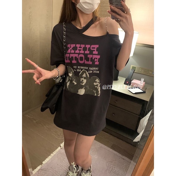 Áo Thun Tay Ngắn Hở Vai Thời Trang Phong Cách Hàn Quốc Cho Nữ