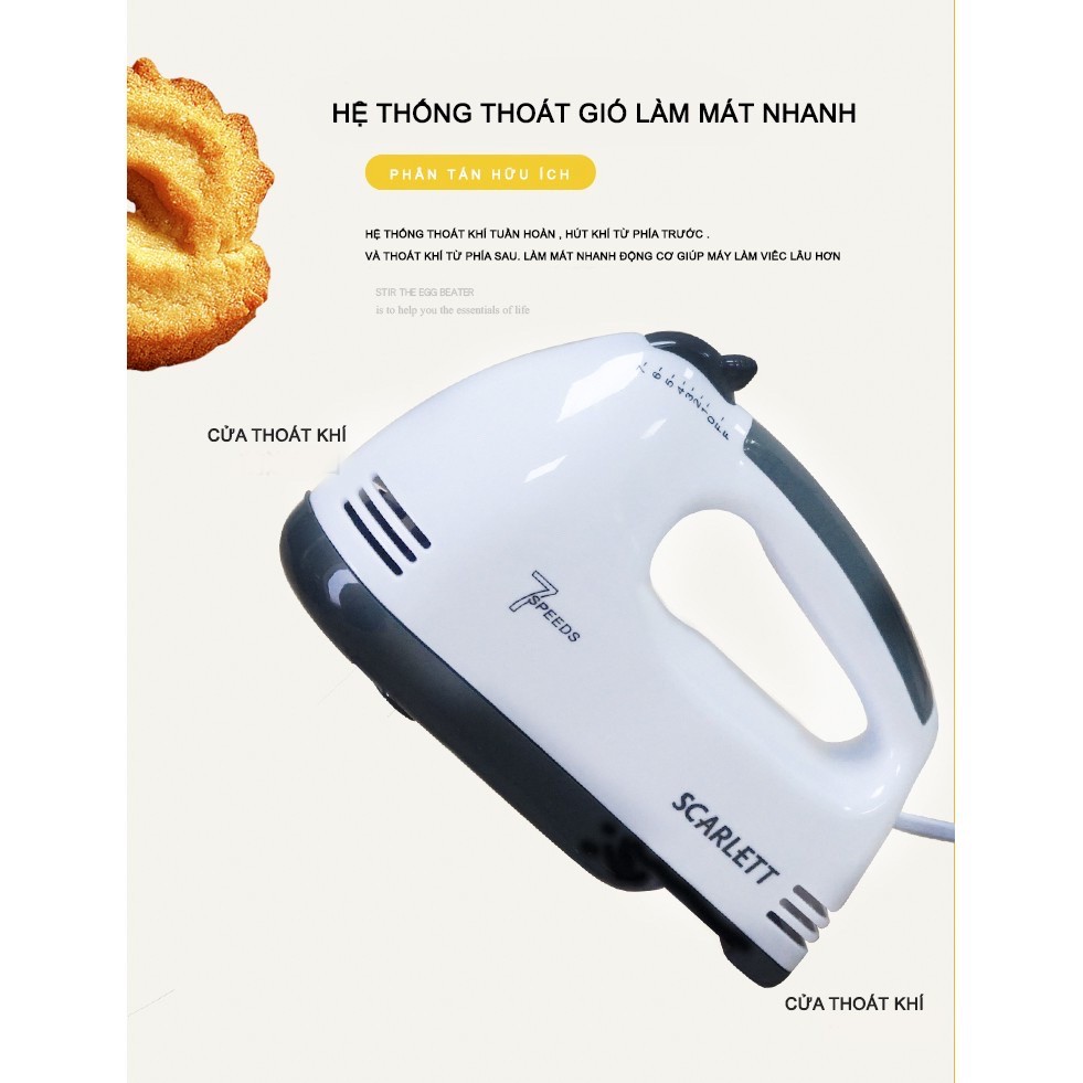 Máy Đánh Trứng Cầm Tay Scarlett 7 Tốc Độ 180W