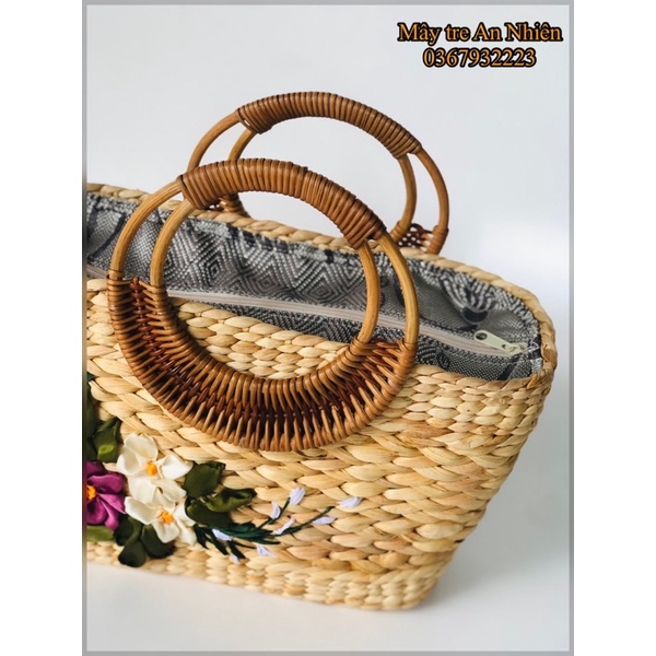 Giỏ xách hình chữ nhật quay mây