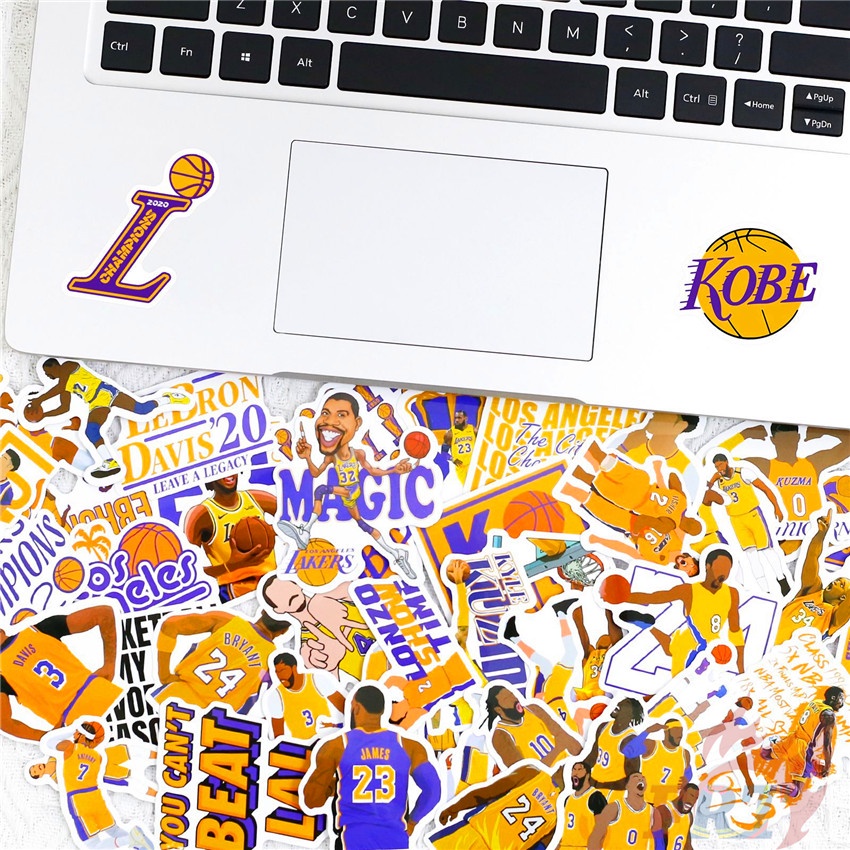 ❉ Miếng Dán Hình Los Angeles Lakers - NBA Teams Series 02 ❉ Bộ 50 Miếng Dán Chống Thấm Nước Hình Bóng Rổ Thời Trang