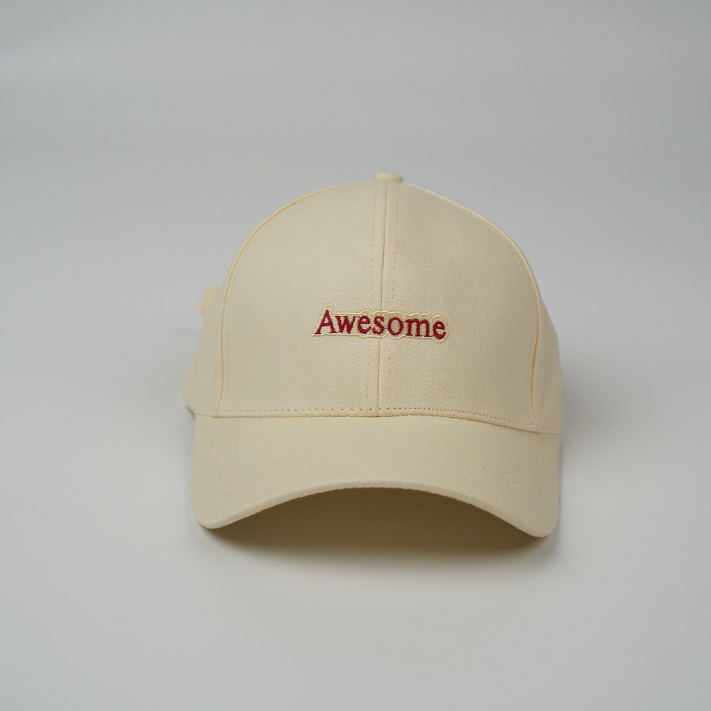 Nón kết nam nữ thêu chữ Awesome, mũ lưỡi trai bóng chày thể thao nhiều màu Unisex Hàn Quốc Sollle