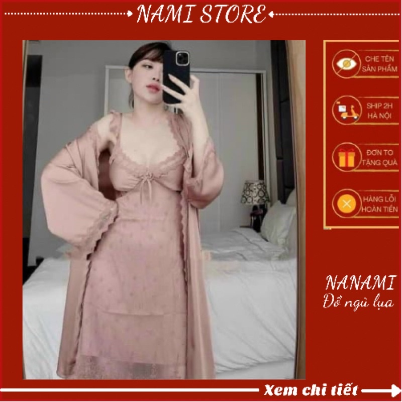 Sét Đầm Ngủ Ren, Váy Ngủ Có Đệm Kèm Áo Choàng Lụa Cao Cấp Siêu Mềm Mại Cho Nữ. - HÀNG MỚI VỀ
