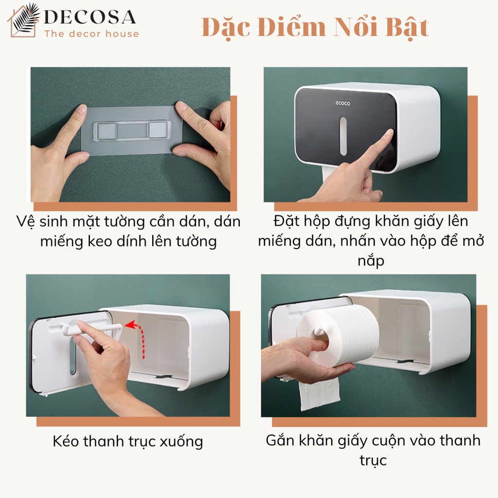 Hộp đựng khăn giấy thông minh dán tường nhà tắm DECOSA