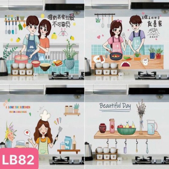 Miếng Giấy Dán Tường Nhà Bếp Cách Nhiệt Chống Dầu Mỡ, Chịu Nhiệt - Decal Dán Bếp Họa Tiết 3D