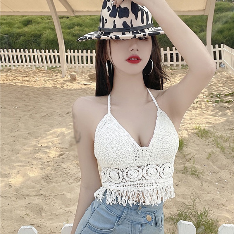 Áo Croptop Không Tay Cổ Chữ V Hở Lưng Phong Cách Quyến Rũ Dành Cho Nữ