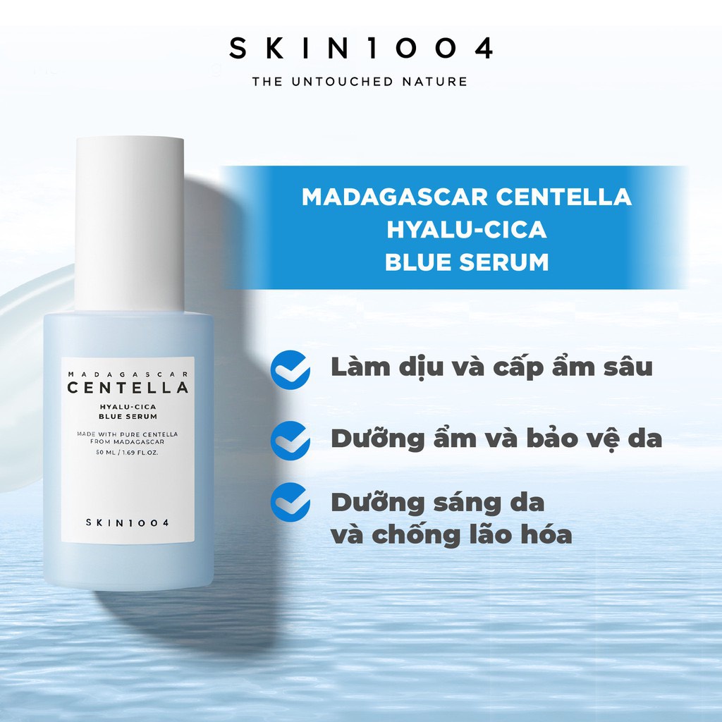 Serum cấp ẩm Skin1004 Hyalu Cica Rau Má Madagascar Centella Blue Serum 50ML