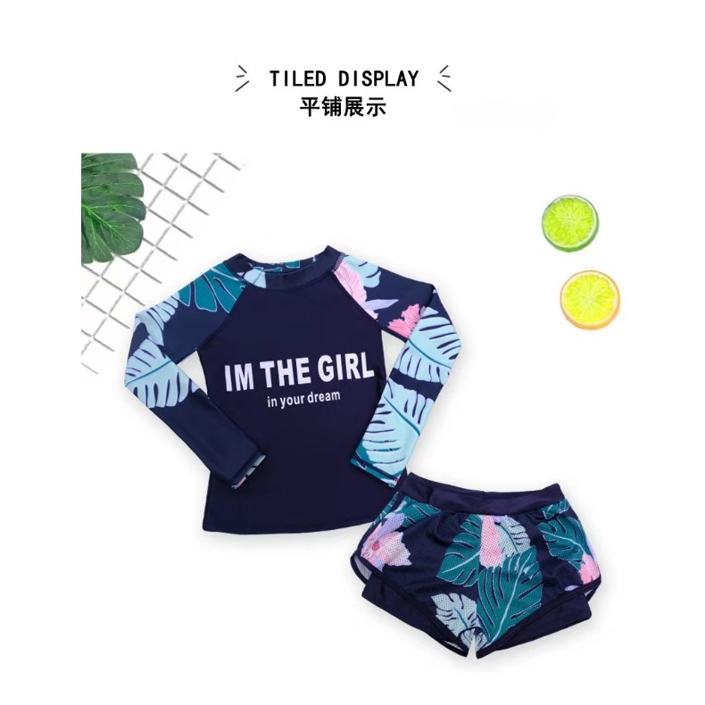 Đồ bơi bé gái tay dài chống nắng - có 2 màu xanh, đen | BigBuy360 - bigbuy360.vn