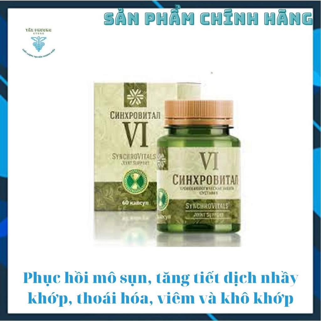 Thực phẩm Siberian Synchrovitals VI, giúp phục hồi mô sụn, hỗ trợ tăng tiết dịch nhầy cho khớp Hộp 60v