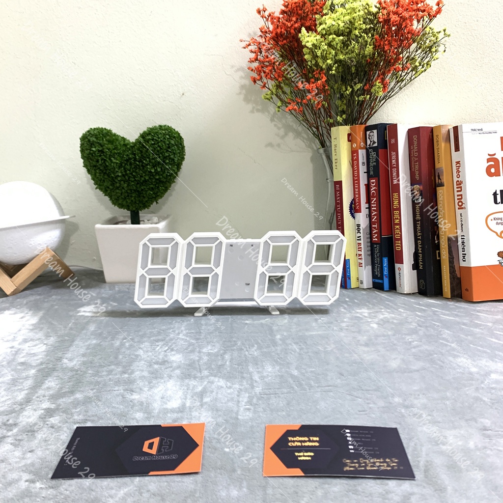 Đồng hồ led để bàn hiển thị ngày giờ cảm biến âm thanh, đồng hồ báo thức độ sáng tự động kích thước 25cm x 10cm